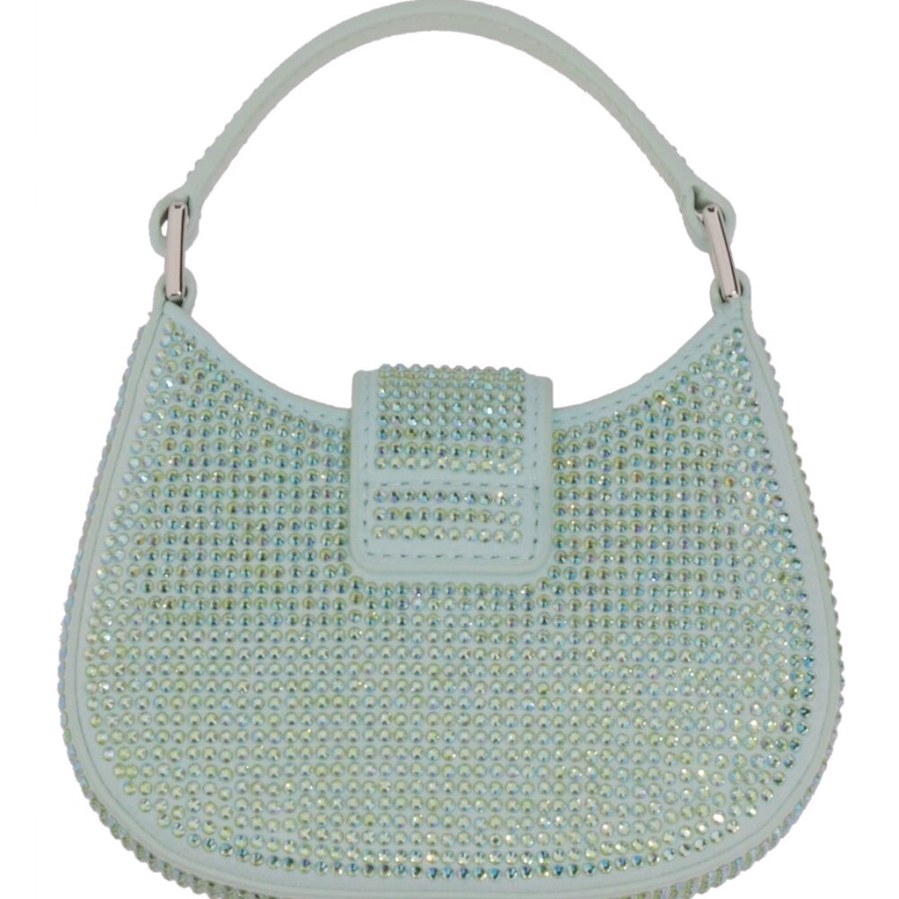 ❌SOLD❌ NWT [Self-Portrait] Crescent Bow Rhinestone Top Handle Mini Bag Green - Picture 3 of 16